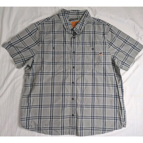 Duluth Trading 40 Grit Poplin Short Sleeve Shirt Men’s Size XXL 2XL Gray Blue - Picture 1 of 4